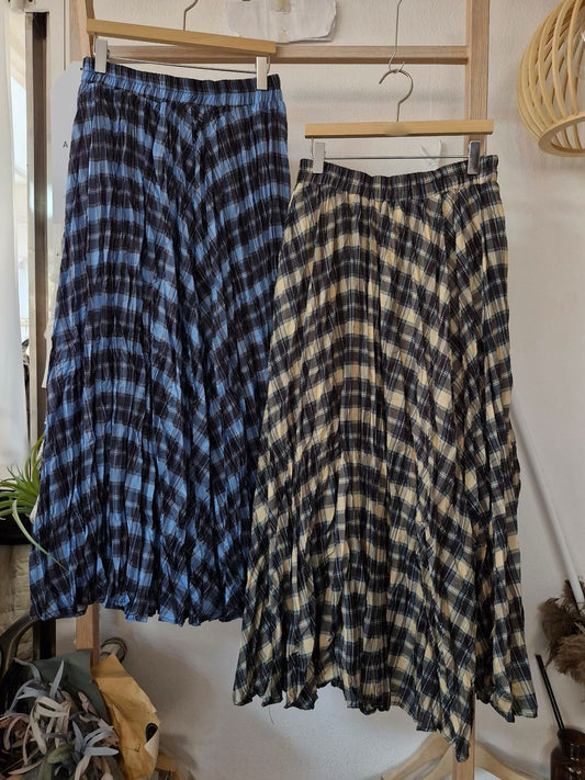 1C307 鬆緊腰格紋長裙