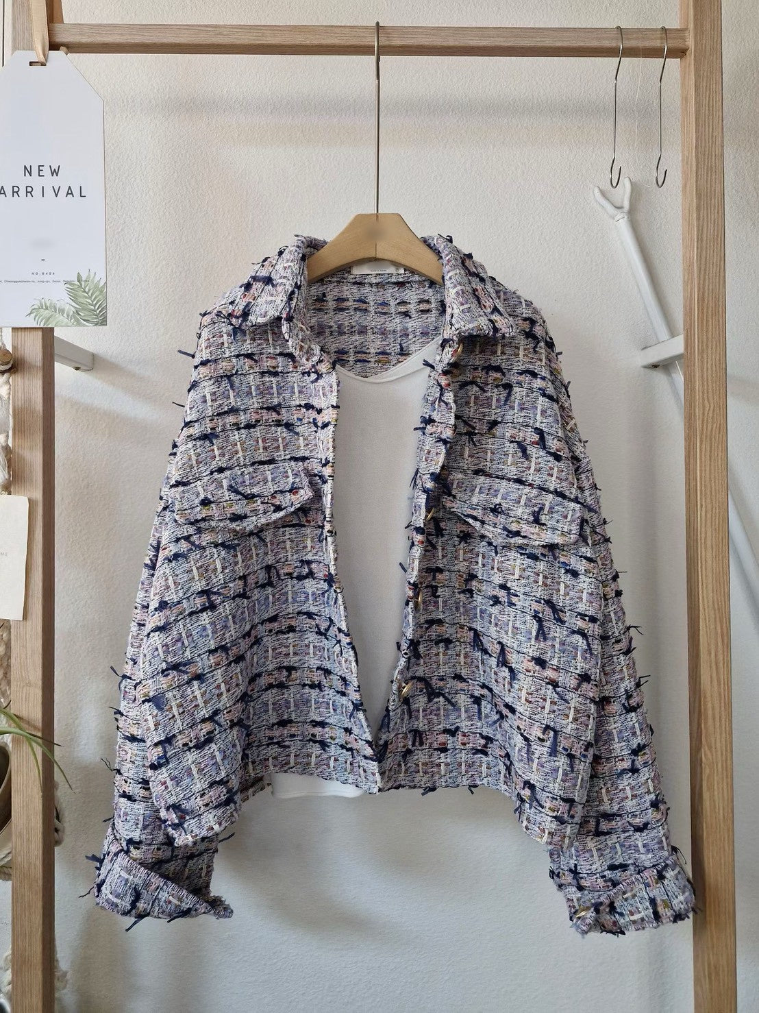 1C303 小香軟呢短版襯衫外罩