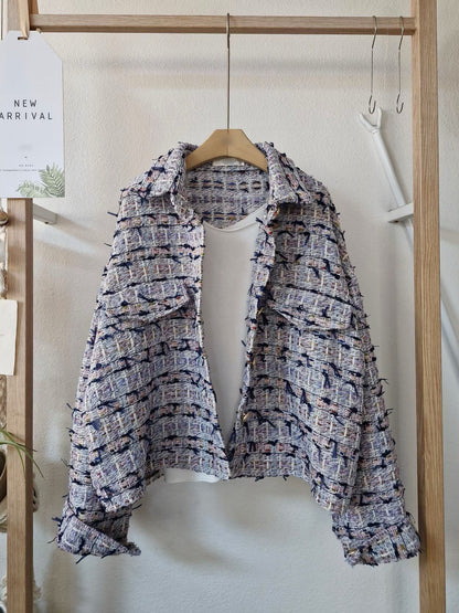 1C303 小香軟呢短版襯衫外罩