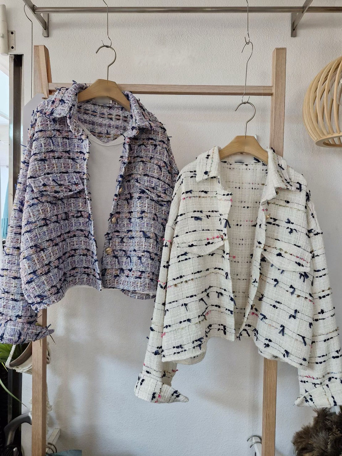 1C303 小香軟呢短版襯衫外罩