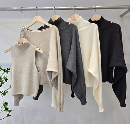 1D101 兩件式高領露肩針織衫