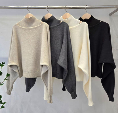 1D101 兩件式高領露肩針織衫