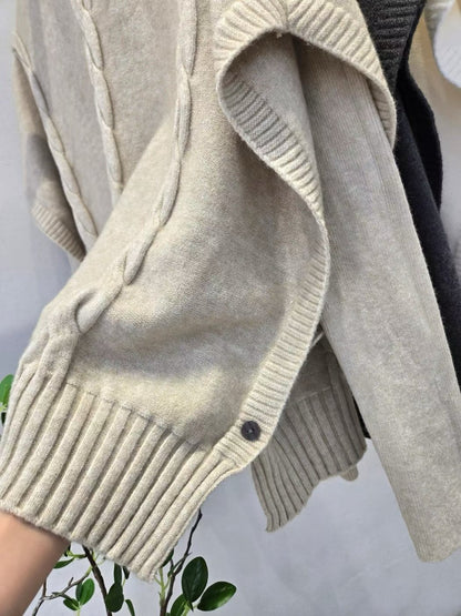 1D123 兩件式立領斗篷+合身親膚針織衫