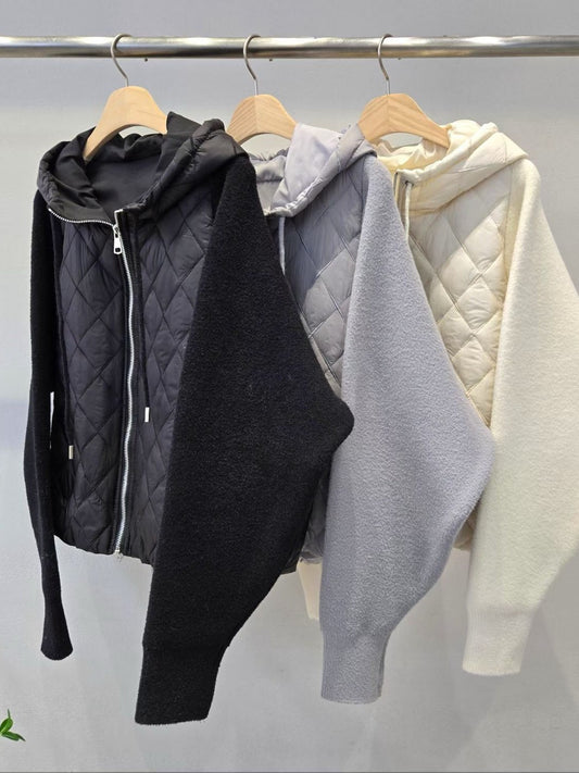 1D117 接袖菱格紋鋪棉外套