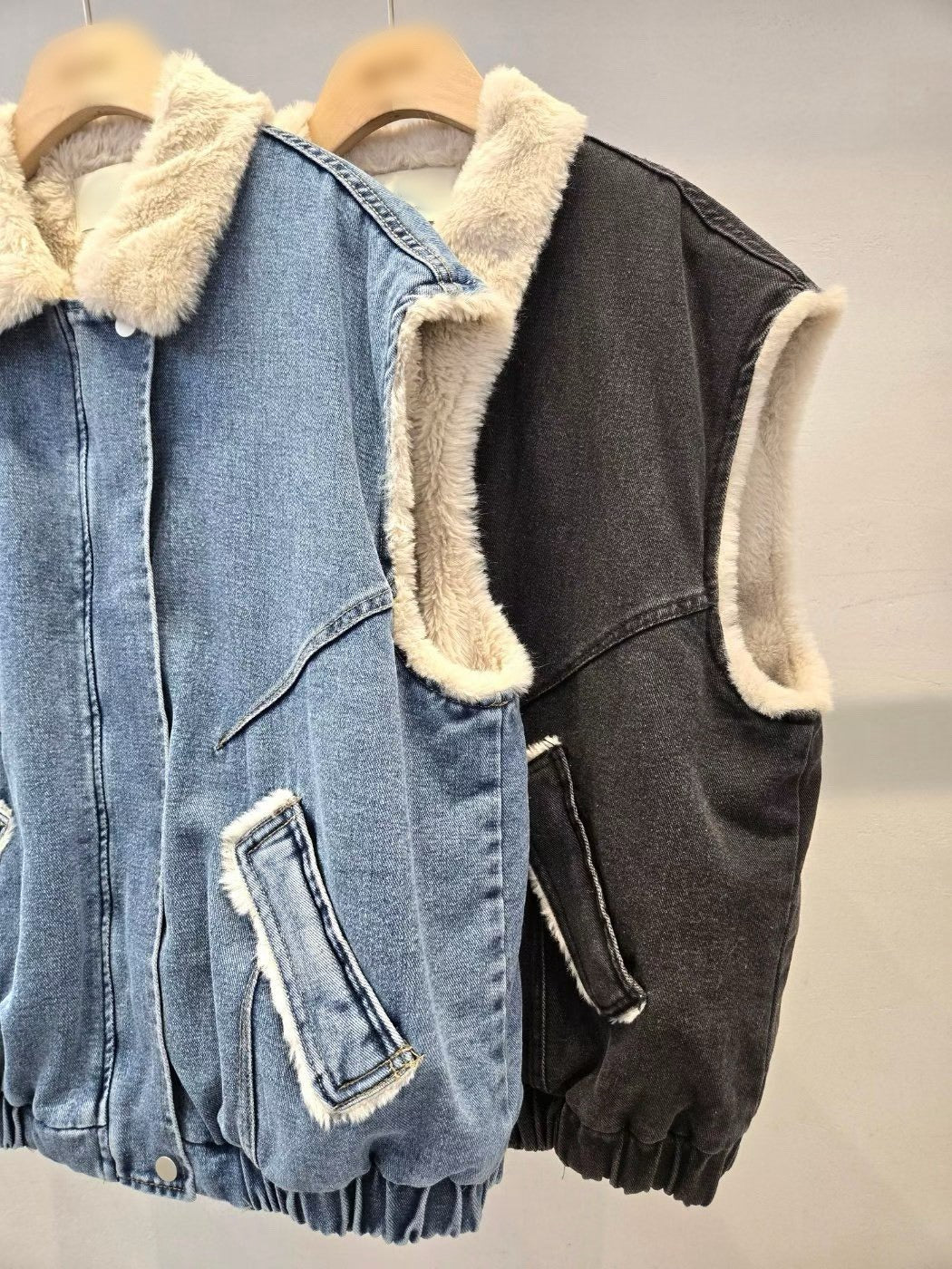 1D115 內刷毛單寧背心