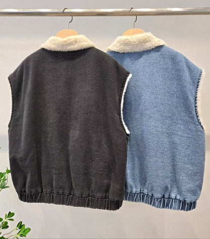 1D115 內刷毛單寧背心