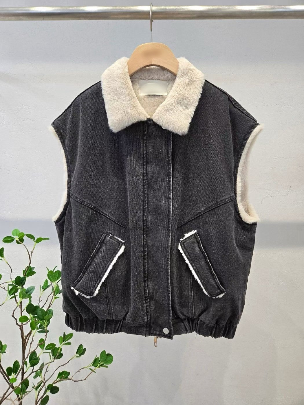 1D115 內刷毛單寧背心