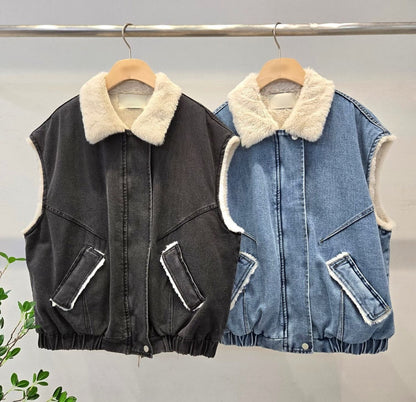 1D115 內刷毛單寧背心