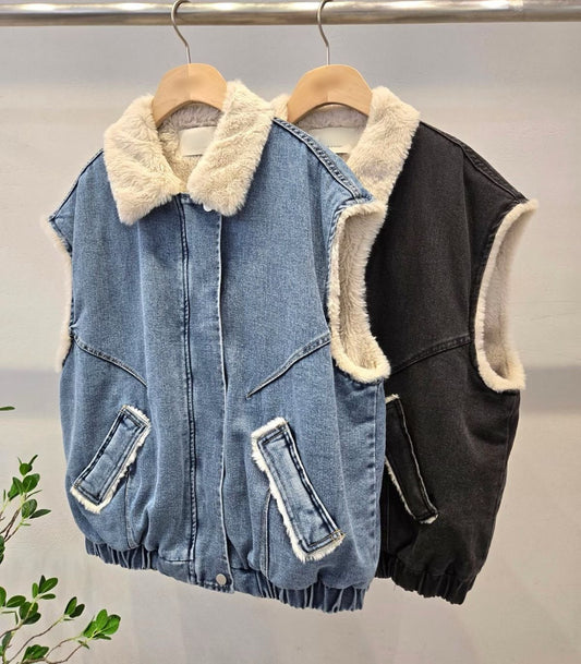 1D115 內刷毛單寧背心