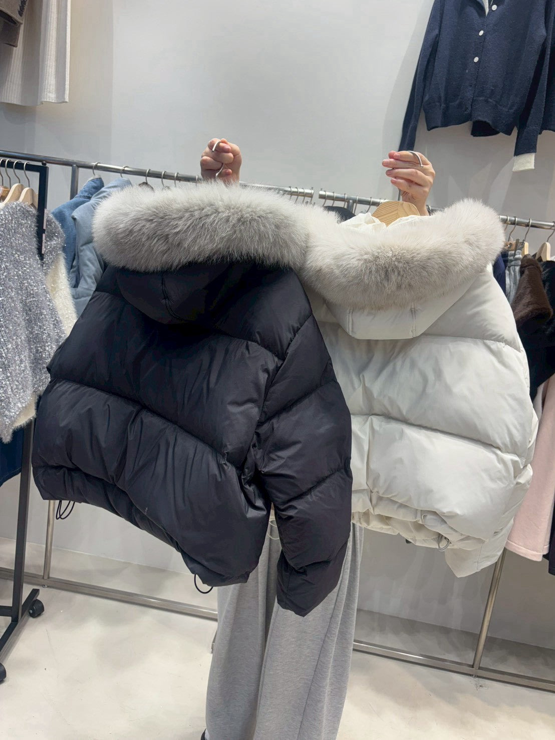 1D107 浣熊毛帽鴨絨短外套(毛可拆)