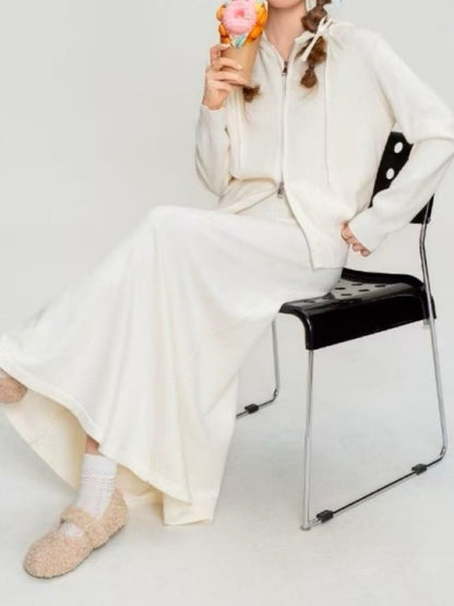 1D116 短針織衫+拉鍊外套+長裙 三件組