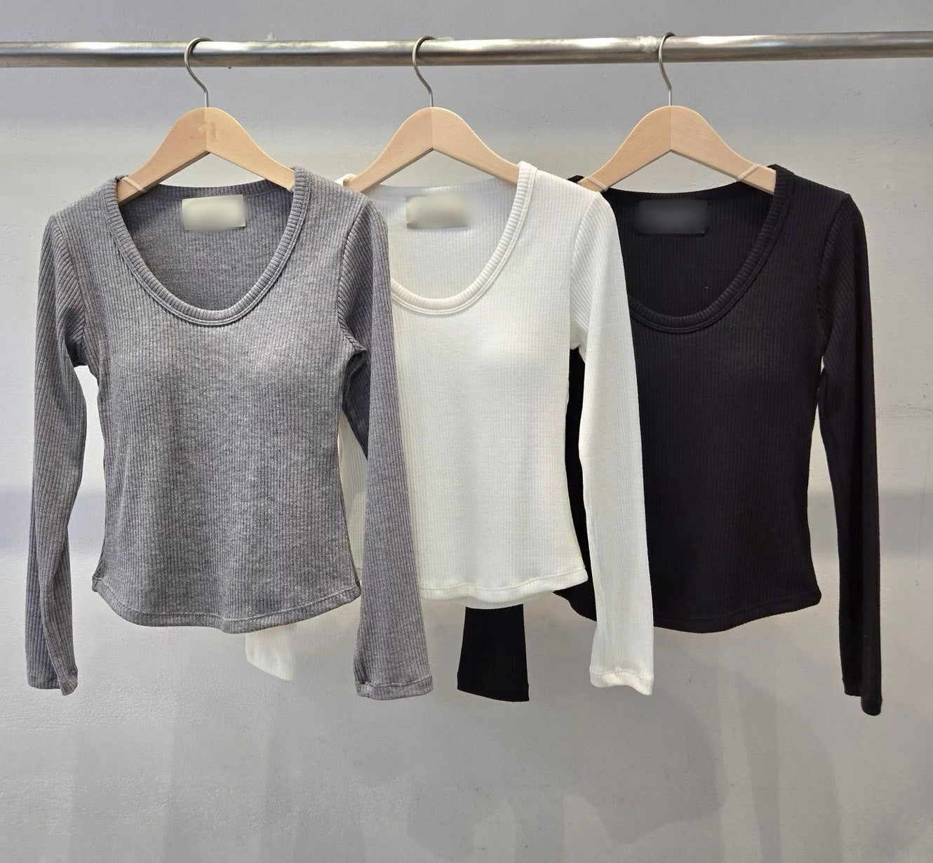 1D105 U領BRA螺紋棉長T