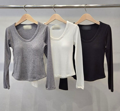 1D105 U領BRA螺紋棉長T