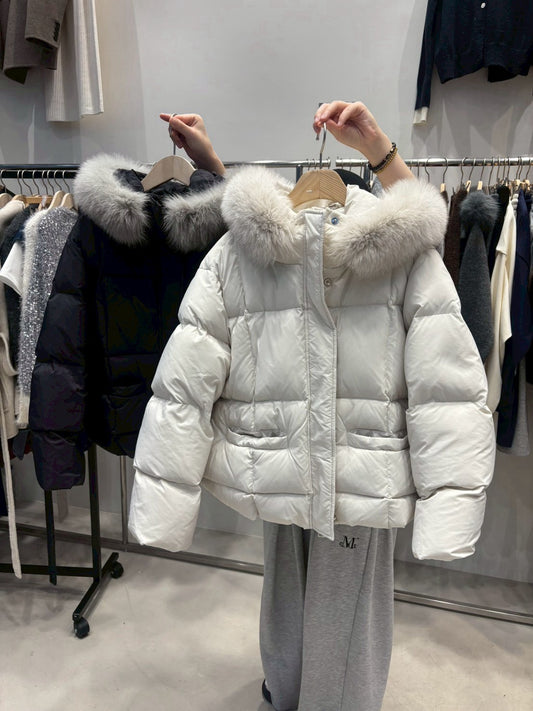 1D107 浣熊毛帽鴨絨短外套(毛可拆)