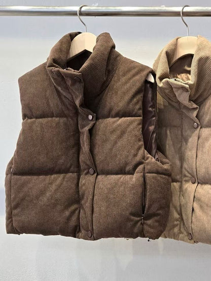 1D104 燈心絨短版鋪棉背心