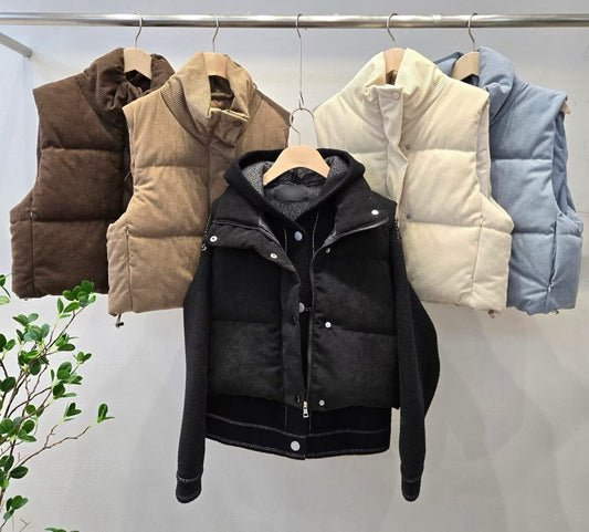 1D104 燈心絨短版鋪棉背心