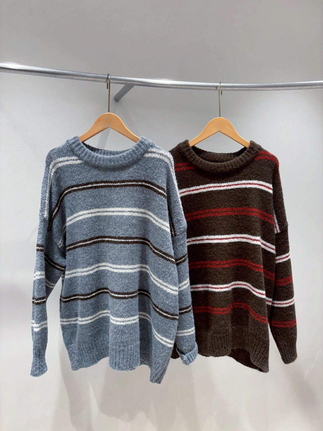 1B208 配色條紋鬆份毛衣