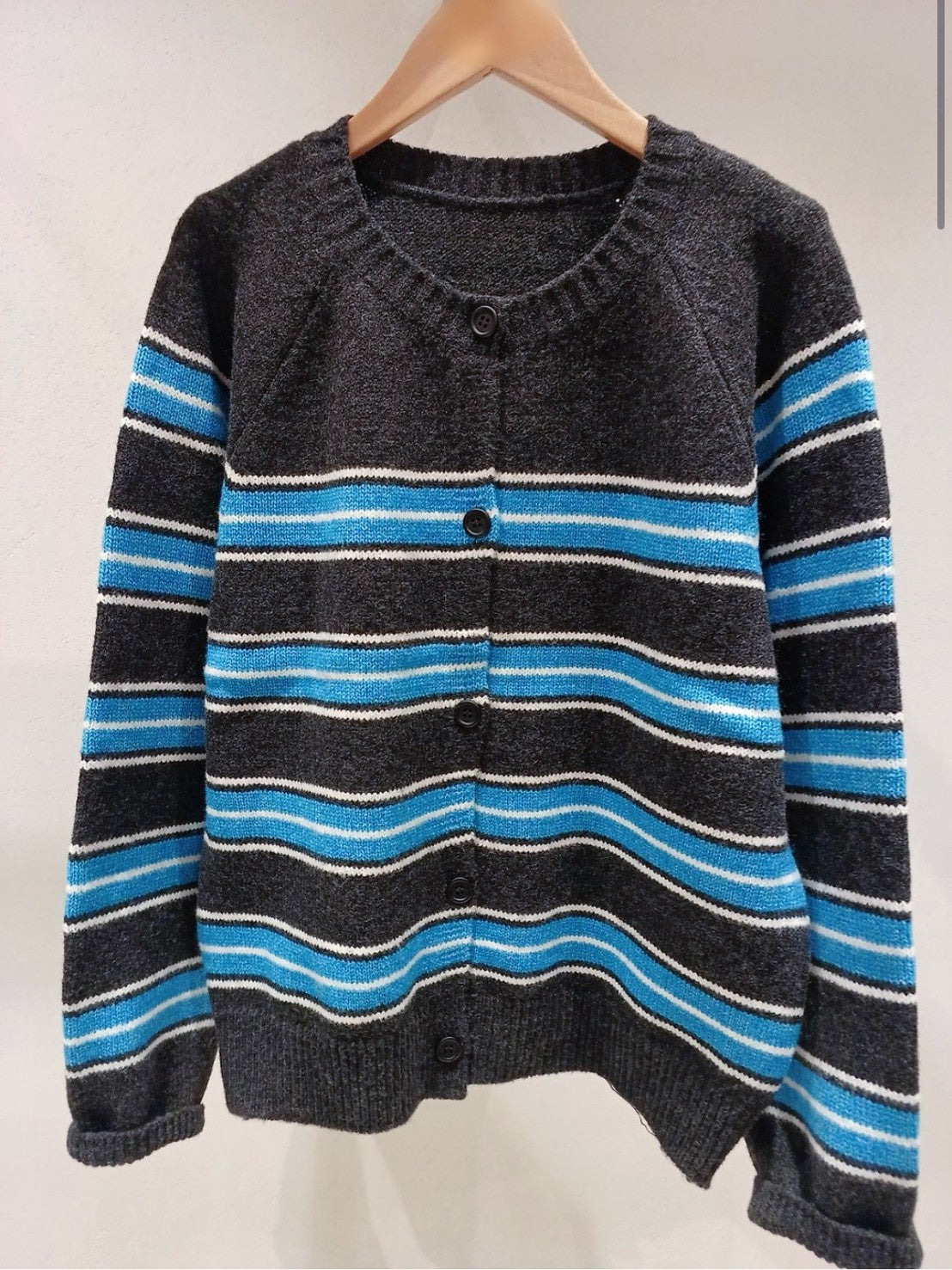 1B211 配色橫條針織外套