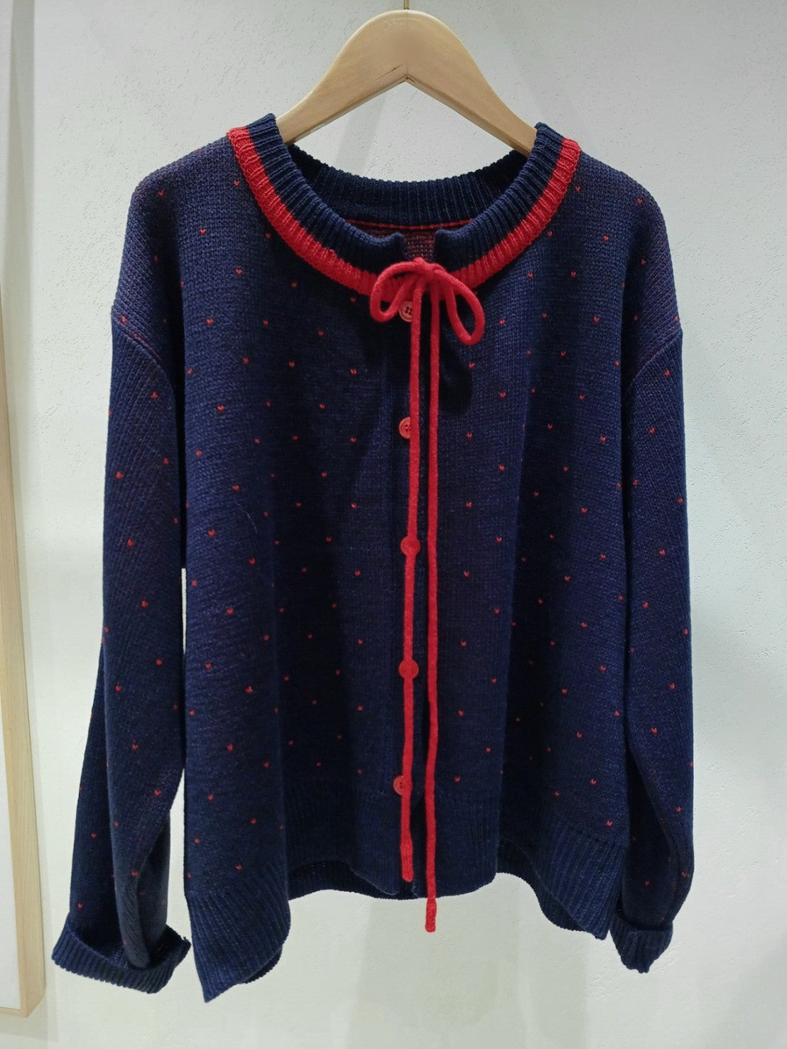 1B203 小愛心綁帶細織毛線外套