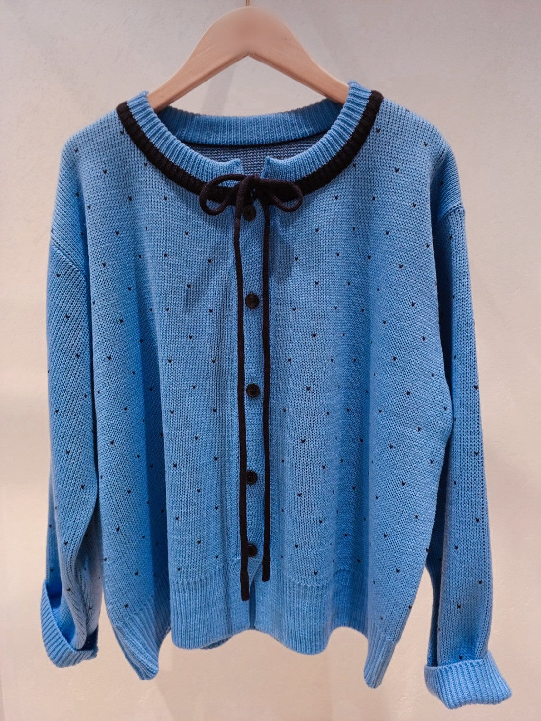 1B203 小愛心綁帶細織毛線外套