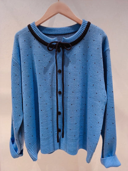 1B203 小愛心綁帶細織毛線外套