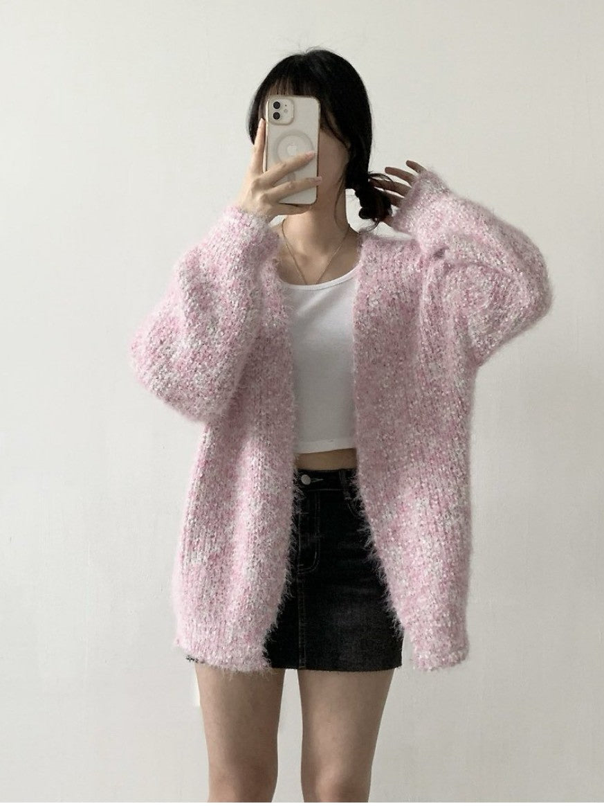 1B204 棉花糖鬚鬚感長版外套