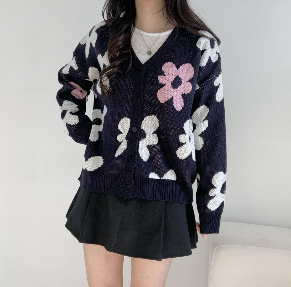 1B215 花朵針織外套