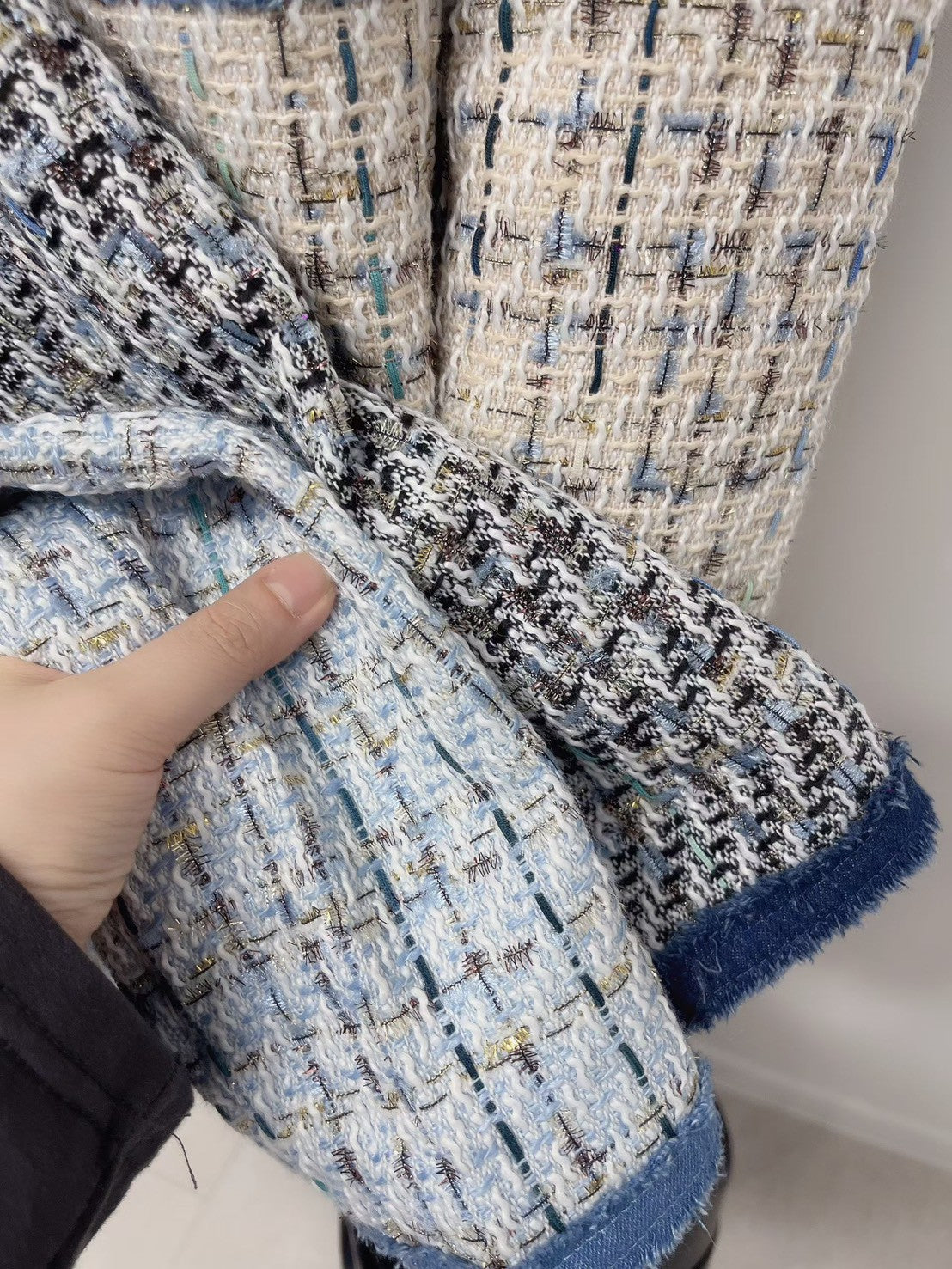 1C114 單寧邊格紋小香外套