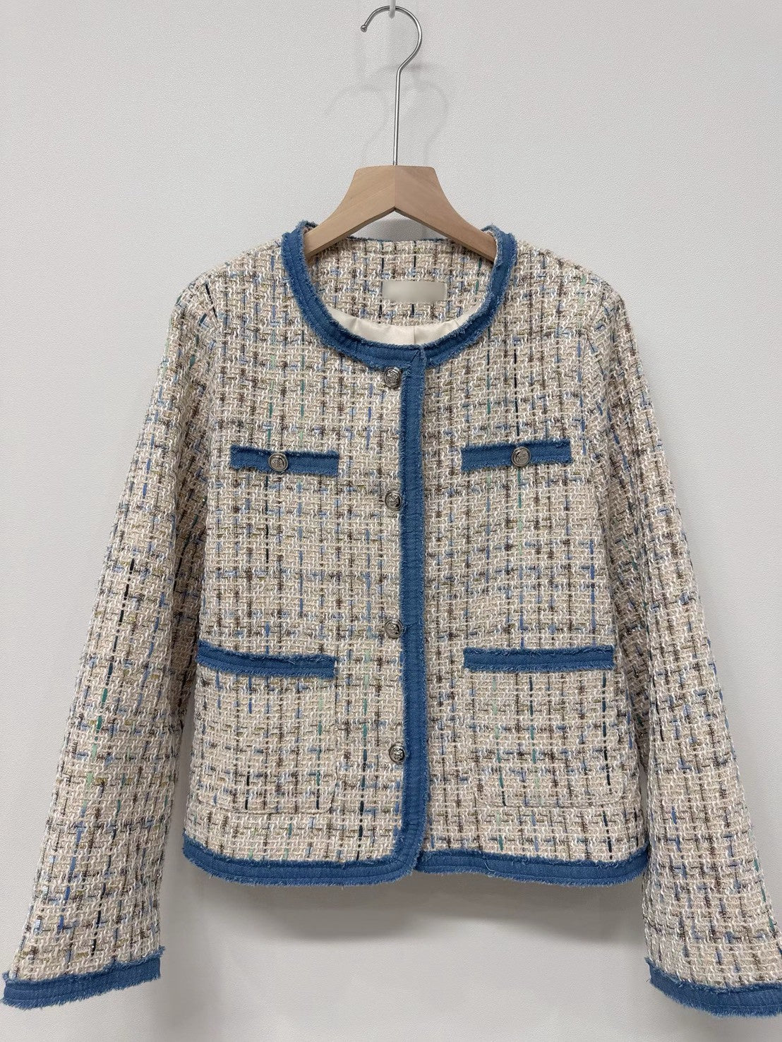 1C114 單寧邊格紋小香外套