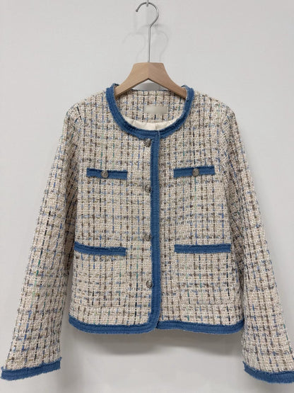 1C114 單寧邊格紋小香外套