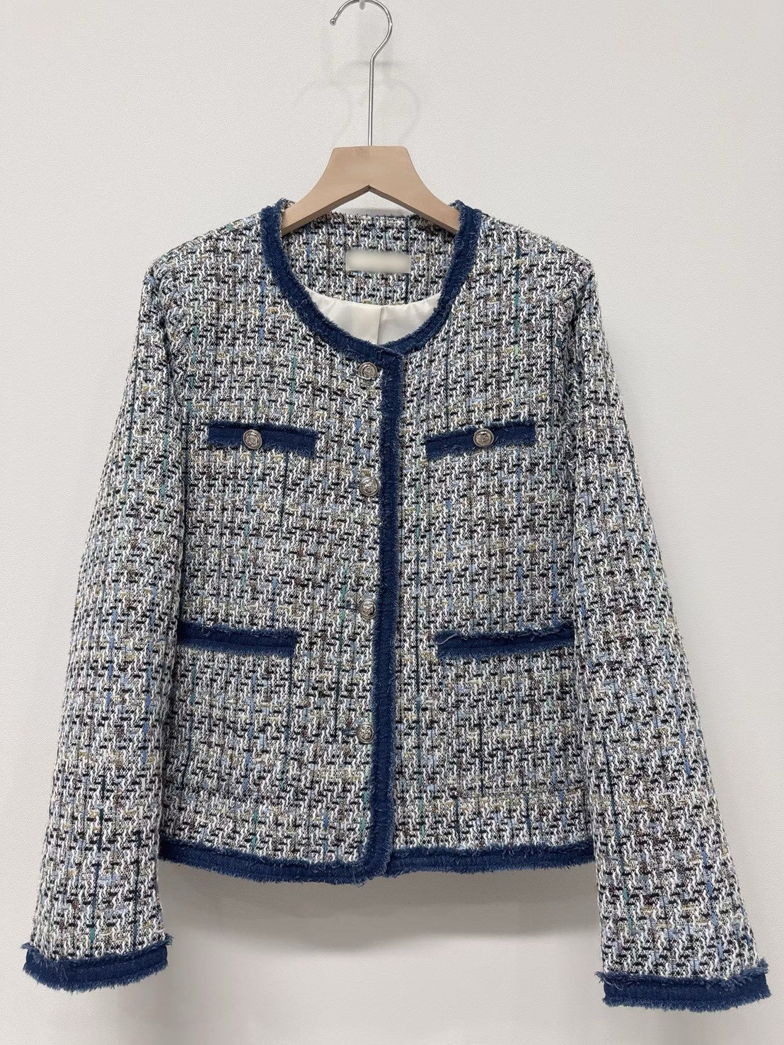 1C114 單寧邊格紋小香外套