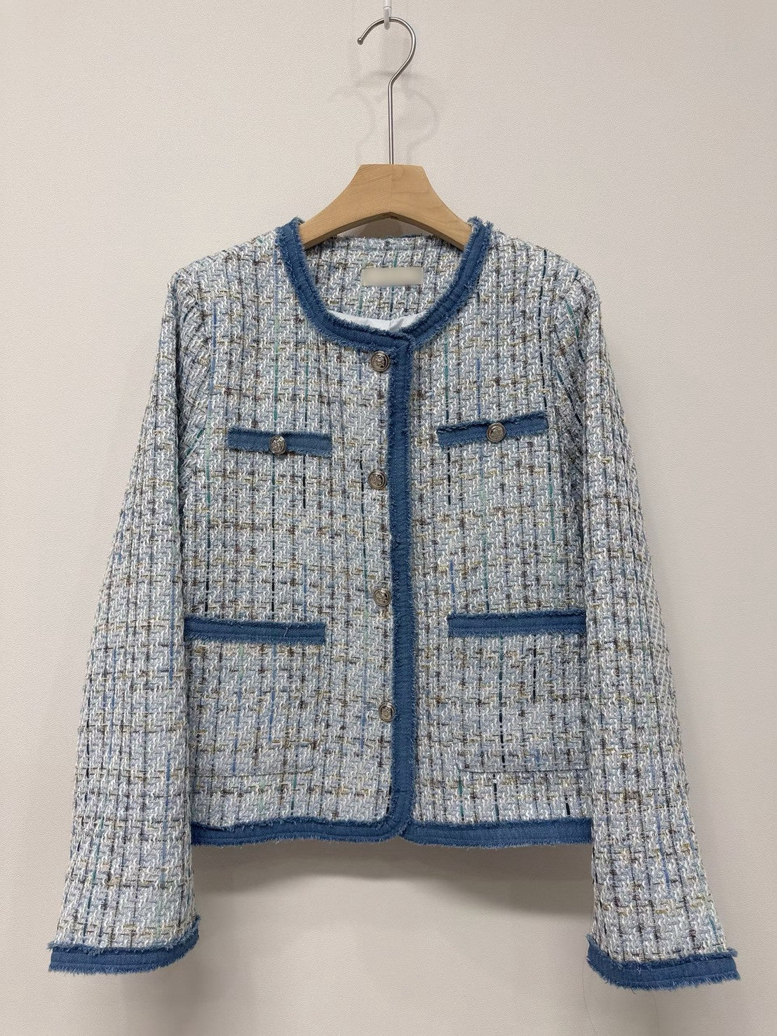 1C114 單寧邊格紋小香外套