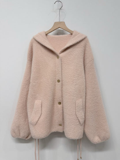 1C115 鬚感毛料針織連帽外套