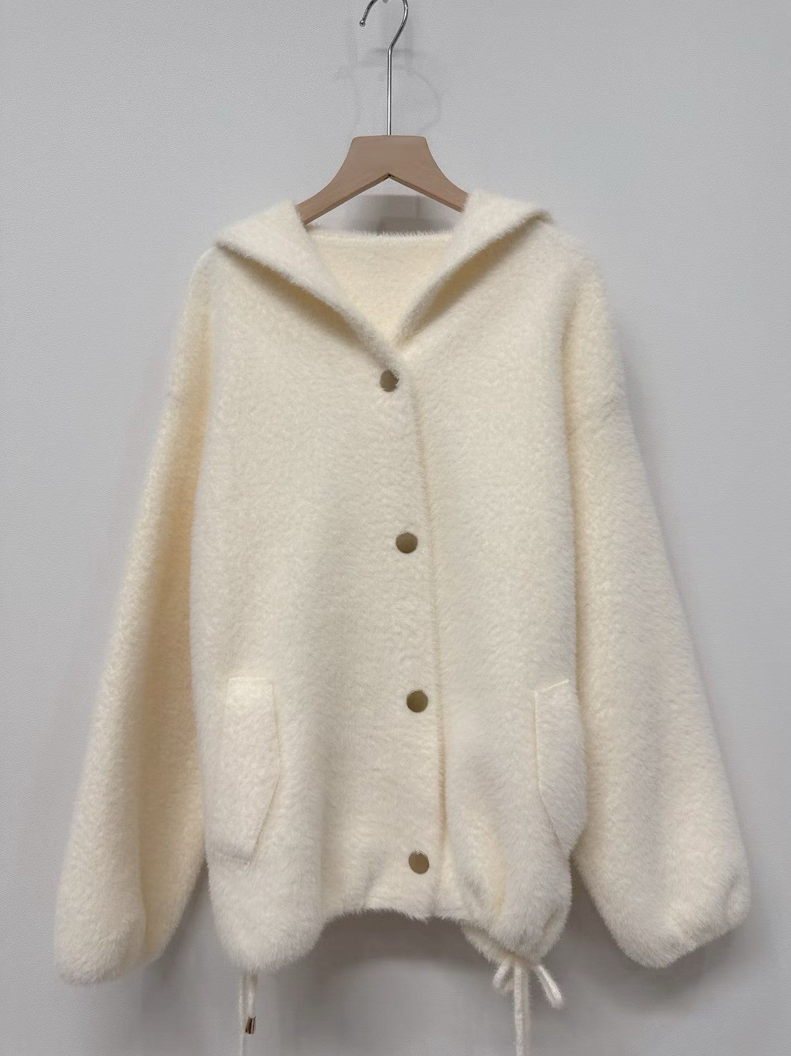 1C115 鬚感毛料針織連帽外套