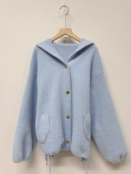 1C115 鬚感毛料針織連帽外套