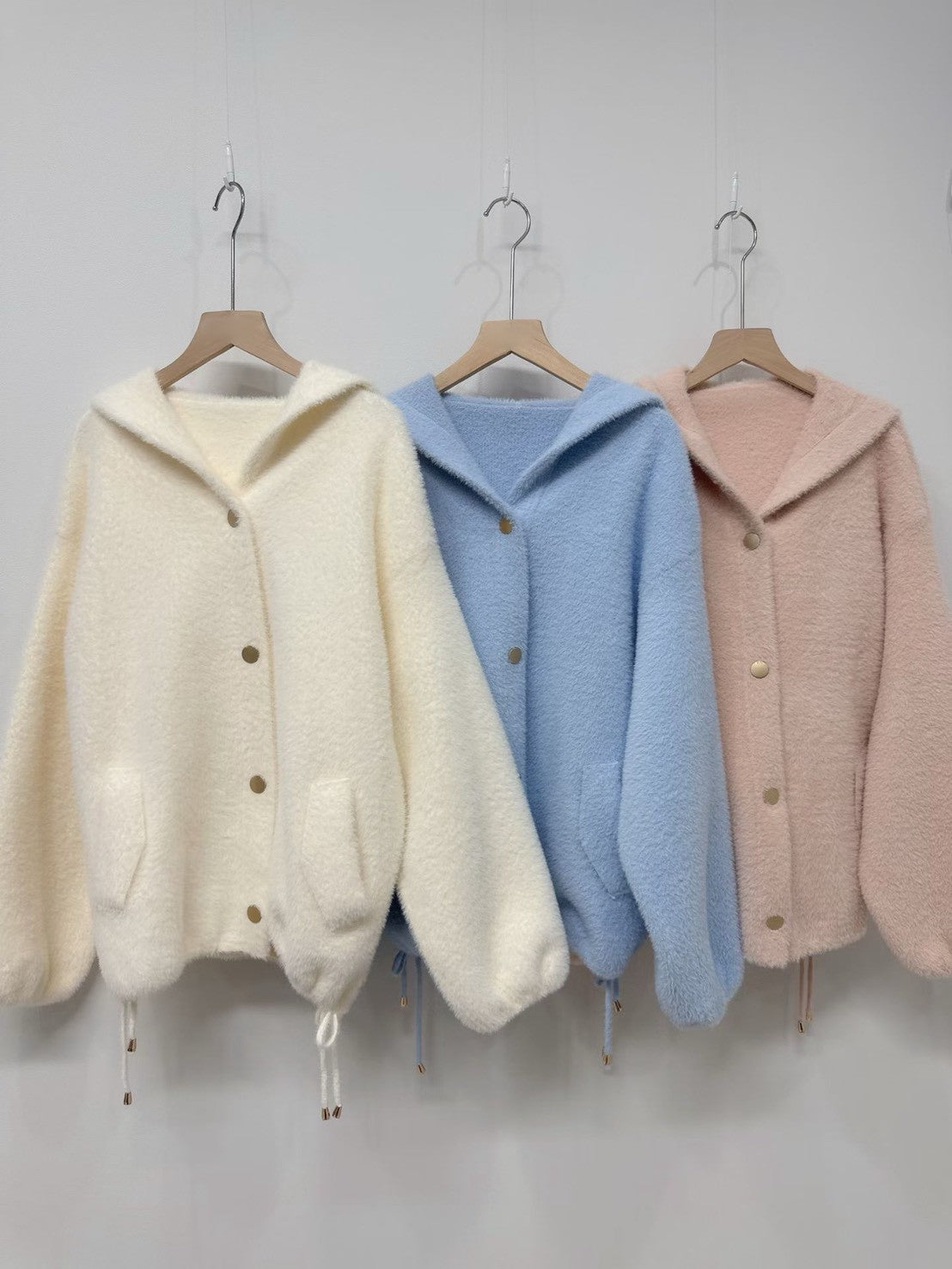 1C115 鬚感毛料針織連帽外套