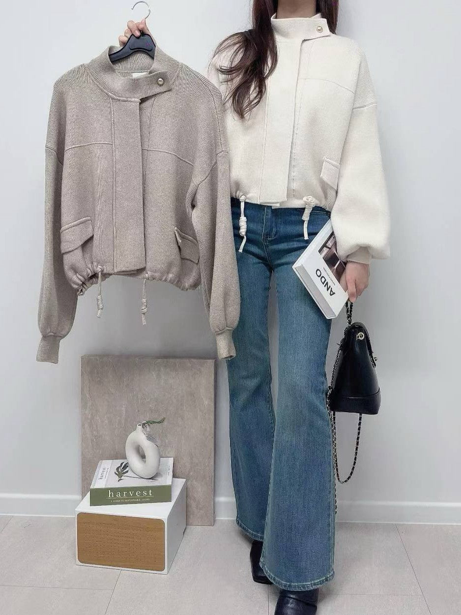 1C105 下抽繩剪裁針織夾克