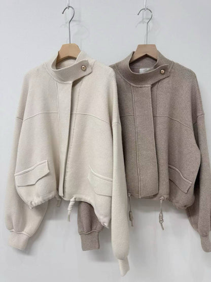 1C105 下抽繩剪裁針織夾克