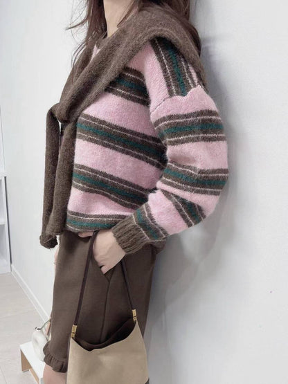 1C112 橫條毛衣+披肩