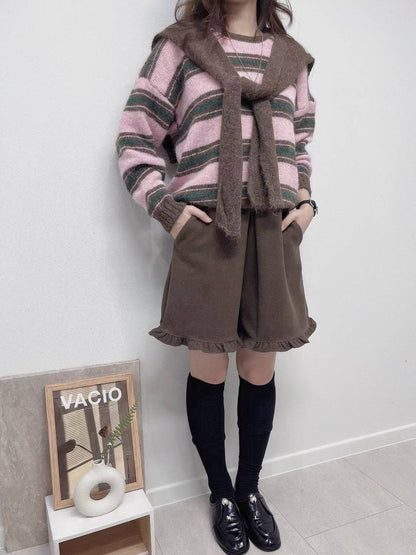 1C112 橫條毛衣+披肩