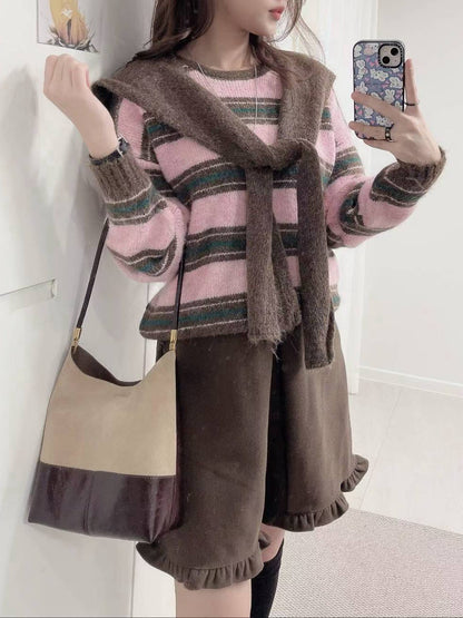 1C112 橫條毛衣+披肩