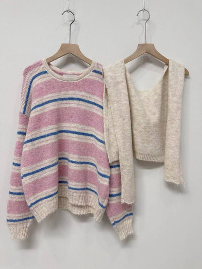 1C112 橫條毛衣+披肩