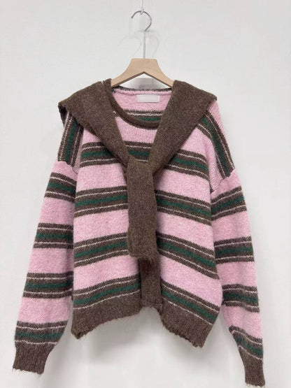 1C112 橫條毛衣+披肩