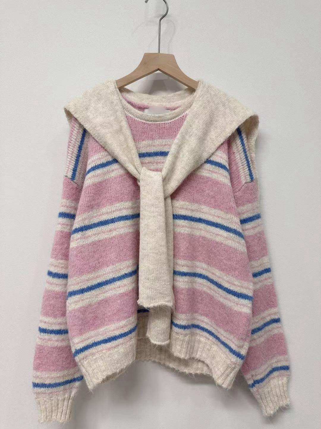 1C112 橫條毛衣+披肩