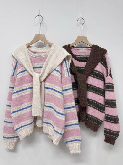 1C112 橫條毛衣+披肩