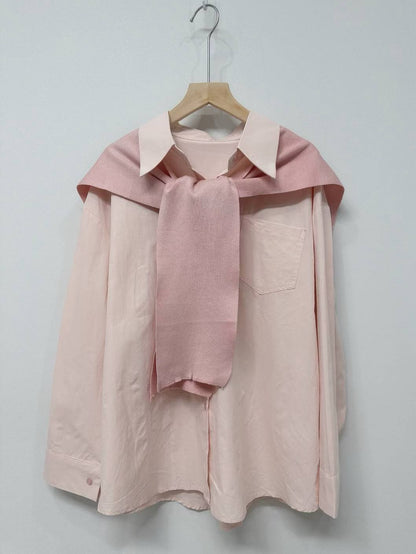 1C111 同色系襯衫+針織披肩