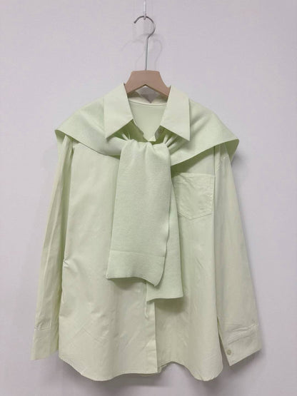 1C111 同色系襯衫+針織披肩