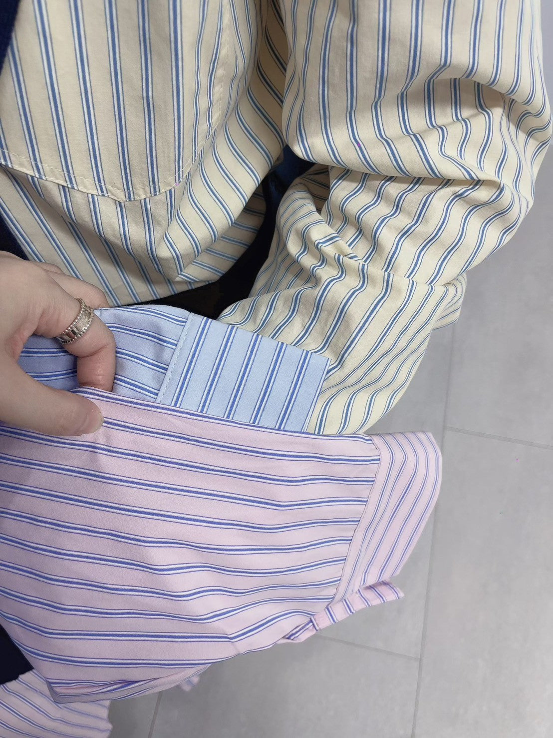 1C104 直紋襯衫+針織披肩