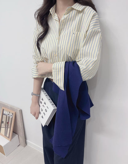 1C104 直紋襯衫+針織披肩