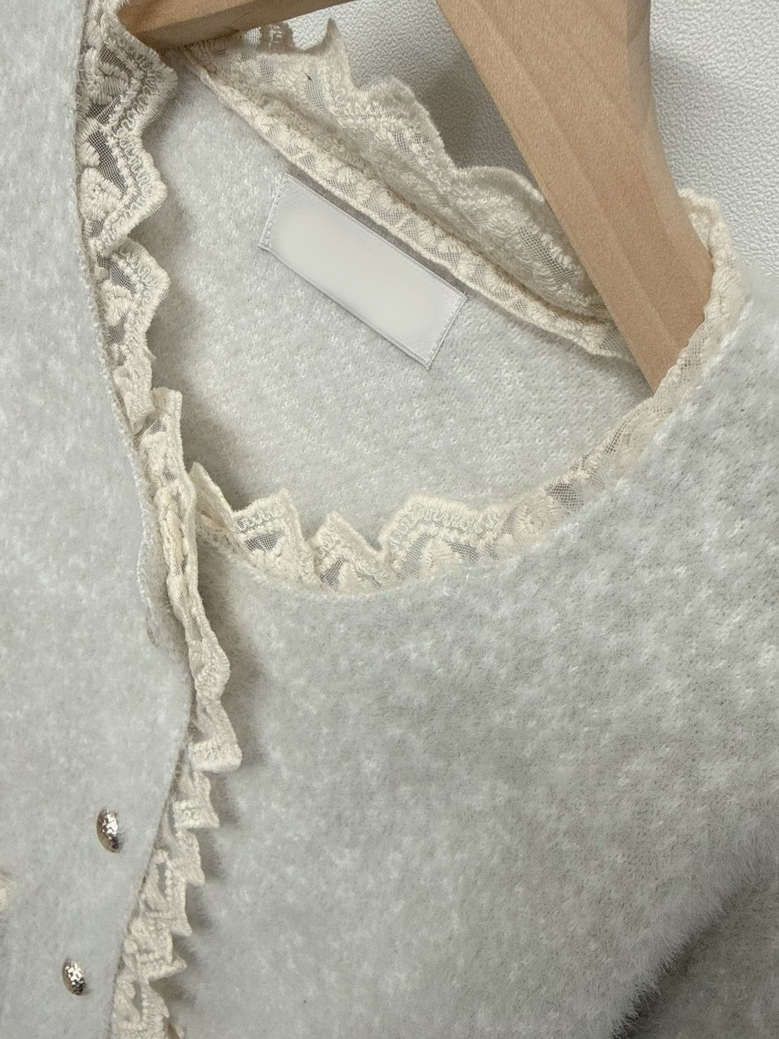 1C109 蕾絲邊混色毛呢外套